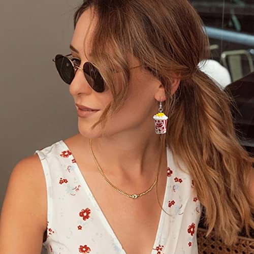 Yunxi Resin Drop Handmade Cute Girls Gift Eardrop Funny Emulational Resin Charm Food Cartoon Snacks Popcorn Earring (Popcorn Bucket-Stripe) #TOP6