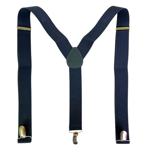 HISUNBEN Bretelles pour homme, 3,5 cm de large, bretelles robustes avec clips en métal solides, bretelles élastiques ajustables pour pantalon, taille unique pour hommes et femmes, affaires, mariage