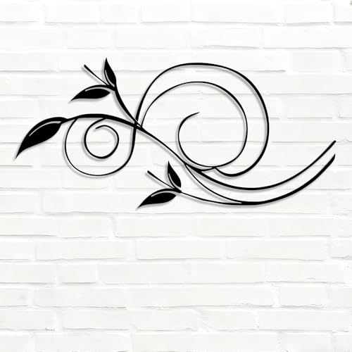 OZF Vintage Floral Vine Metal Wall Art, Boho Curved Branch