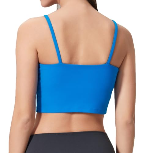 Image of Women's Strappy Stretch Sports Bra Longline Yoga Tank Top Fitness Bra Workout Camisole Crop Tops for Teen Girl