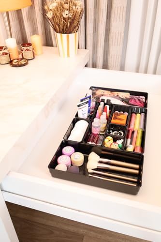 color house 10'lu Set Çekmece İçi Düzenleyici Modüler Makyaj Takı Organizer (Sert Plastik) Siyah Tek Ebat - Görsel 3