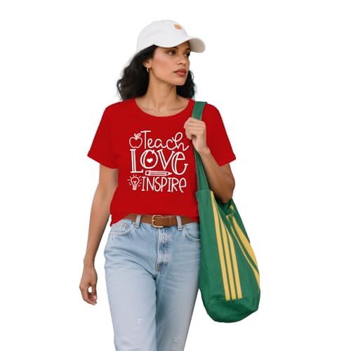 MAIHUN Womens Teacher Life Shirt Teach Love Inspire Tshirt Teach Tee Tops4
