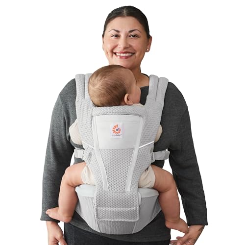 Ergobaby Alta Hip Seat Baby Carrier for Babies and Toddlers 4-48 Months (12-45 lbs) - 3-Position Convertible Ergonomic Baby Carrier with Storage Pocket, Sun Hood, Hip-Healthy Positioning - Pearl Grey by Ergobaby - Used condition - US$113.02