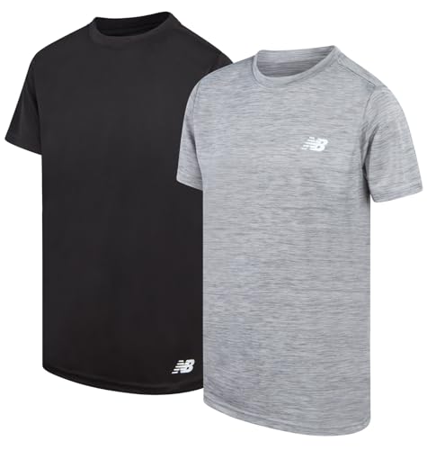 New Balance Boys Athletic Shirt - 2 Pack Short Sleeve Crew Neck Active Performance T Shirts for Boys (Sizes: 8-20) - Main Image