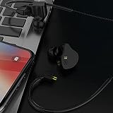 CCZ Melodia douszne słuchawki douszne Yinyoo przewodowe słuchawki douszne bez mikrofonu nauszników IEM HiFi bas z 1DD 1BA, płetwy douszne, kabel 4N OFC dla muzyków, piosenkarka, scena (bez mikrofonu, ciemnoczarny)