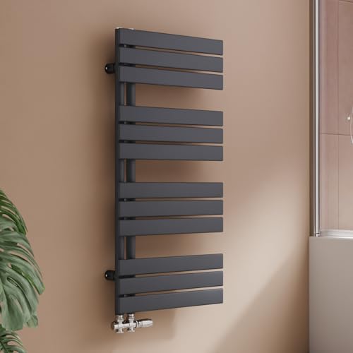 S'AFIELINA Design Badheizkörper Handtuchheizkörper Anthrazit Flach Paneel mit Mittelanschluss 1041x500mm Heizkörper für Bad Handtuchtrockner 555 Watt (Ohne Thermostatventil)