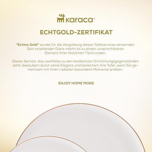 Karaca Marcelo Frühstücks- und Servierset für 6 Personen, 26-teiliges Geschirr Set, Modernes Geschirrset, Keramik Teller Set, Weiß-Gold