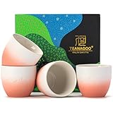 TEANAGOO Japanese Tea Cup, 5.6 Oz/160ml, Gradient Pink White, H25, 4 Pcs/Box, Asian Tea Cups Without Handles