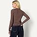 Amazon Essentials Women's Slim-Fit Ribbed Cardigan & Cami Set with Removable Straps, Burgundy Brown Stripe, Small