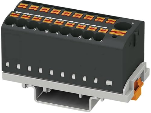 Phoenix Contact 3273124 PTFIX 6/18X2.5-NS35 BK Distribution Block with Vertical Orientation and Integrated Input, 690 V, 24 A, Number of Connectors: 19, Cross Section 0.14 mm²-4 mm²