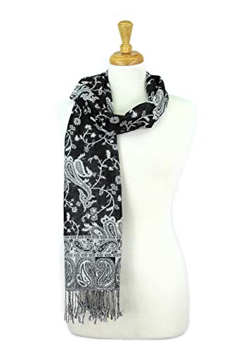 PASKMLNA Reversible Paisley Pashmina Shawl Wrap Elegant Colors4