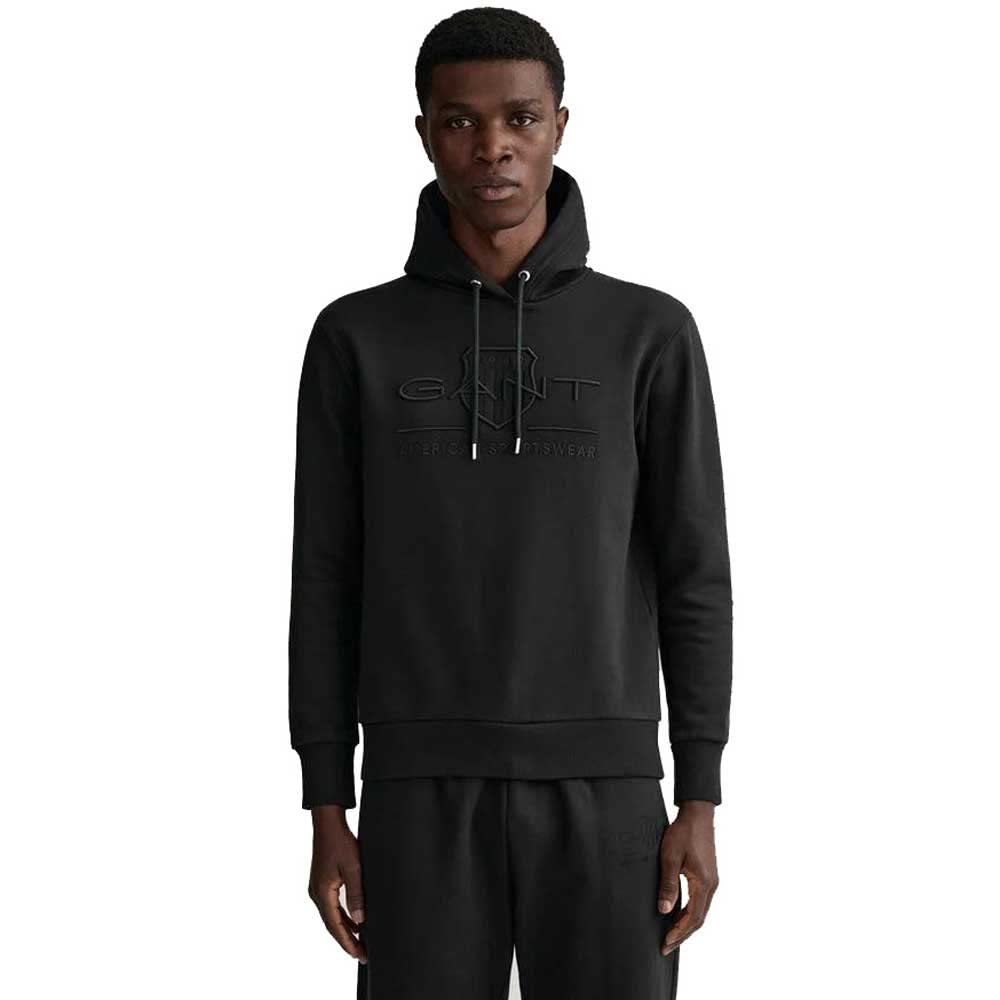 GANT Men's REG Tonal Shield Hoodie Sweater, Grey Melange, 3XL