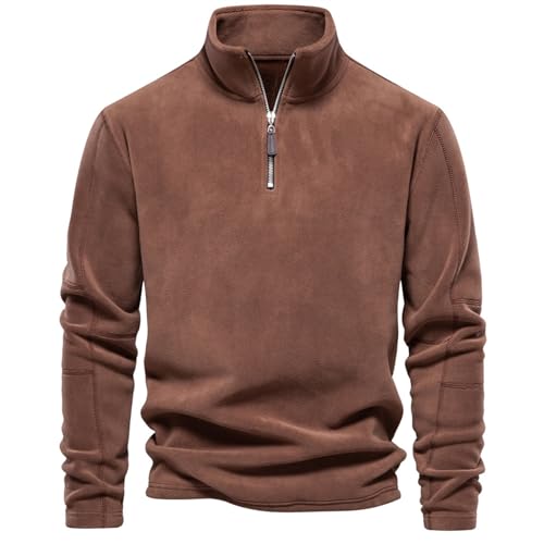 Mmoneyake Half Zip Pullover Men Quarter-Zip Polar Fleece Jacket