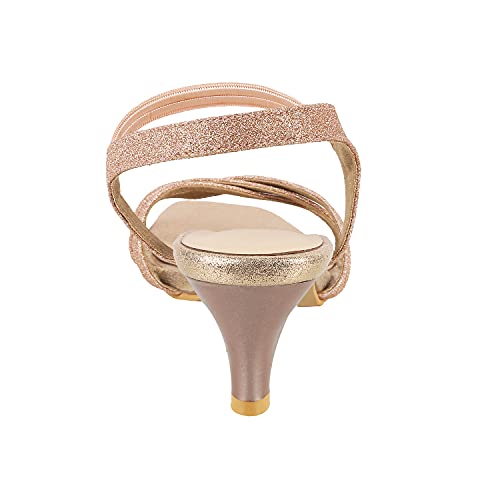 Image of Metro Women's Gold Glitter Party Fashion Heel Sandals