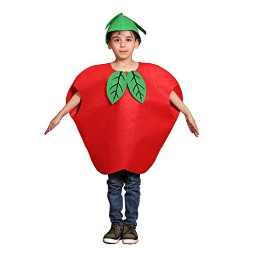 Matissa Kids Fruits Vegetables and Nature costumes Suits outfits Fancy Dress Party Boys and Girls (Red Apple)
