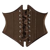 Scarlet Darkness Women's Underbust Corset Lace Up Underbust Pirate Renaissance Belts Brown 14