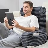 ENITYA Reading Pillow for Sitting in Bed Adult, 24in XXL Back Pillow for Bed Sitting up, Big Pockets & Built-in Arms, Back Support Chair Pillow for Watching TV/Reading/Gaming/Resting/Post Surgery,Grey
