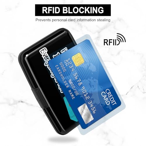 Image of Card Holder Credit Cards Holder for Women RFID wallet women Business Card Holder Wallet Mini Aluminum Card Wallet RFID Blocking Slim Metal Hard Card for Women, Art Dumpster