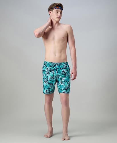 Image of Speedo Men's 4 Way Flex Essential Printed Watershorts with Side Pockets | Water Repellent | Internal Drawcord | Wide Waistband Swimming Trunks