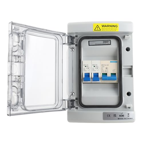 Natudeco 2 Way Consumer Unit Distribution Box Circuit Breaker Protection Box Electronic Power Supply Junction Box with Transparent Lid for Hotels Garage Home Indoor Use