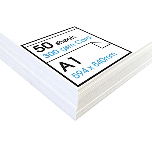 Artway Studio - Cartes Blanches - Hautes - idéales pour présentation/Affichage - 300 g/m² - A1-50 Feuilles