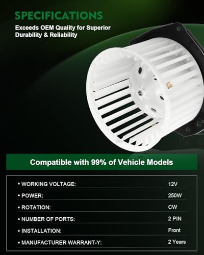 Image of HVAC Heater Blower Motor with Fan Cage for:-Chevy S10 Astro Blazer Camaro 1986-2005, for:-GMC Sonoma Safari Jimmy 1994-2005, for:-Buick Electra 1988-1990, A /C Blower Motor Replace # 700092