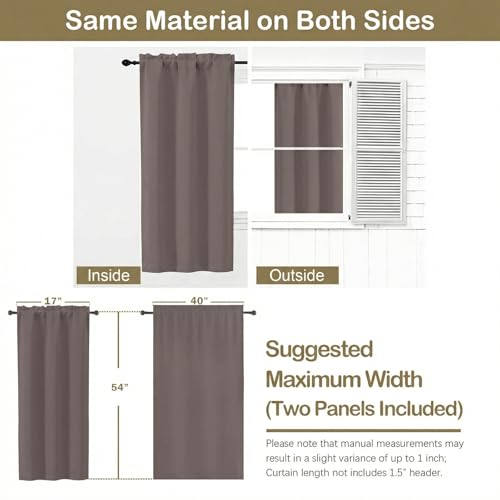 Image of Latte Short Blackout Curtains for Bedroom 54 Inches Long 2 Panels, Modern Window Treatment Solid Thermal Insulated Curtains for Living Room, Dual Rod Pocket Blackout Drapes, 2x40Wx54L