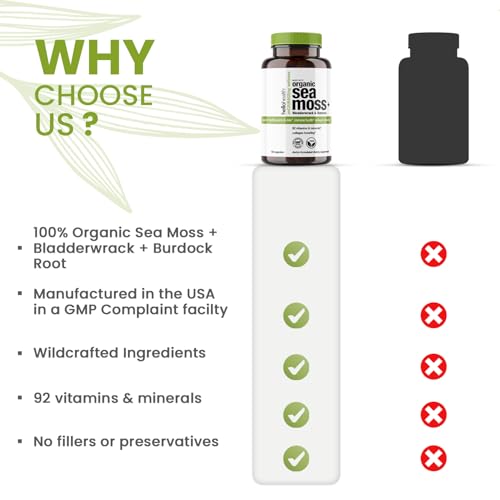 HELLO HEALTH Sea Moss Capsules with Bladderwrack & Burdock (120 ct) — view 4