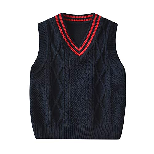 Baby Knitted Sweater Vest for Boy Girl Newborn Toddler Knitted Cardigan 0-36M (Navy, 24-30M)