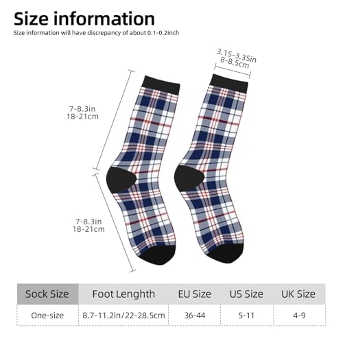 Red Blue Tartan Plaid Men'S And Women'S Unisex Crew Socks, Quick-Drying Fabric For Casual, Gym & Office Wear4