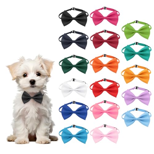 PETAXCELL Dog Bow Tie Tuxedo Bowtie Adjustable Collar 17Pcs Multicolor