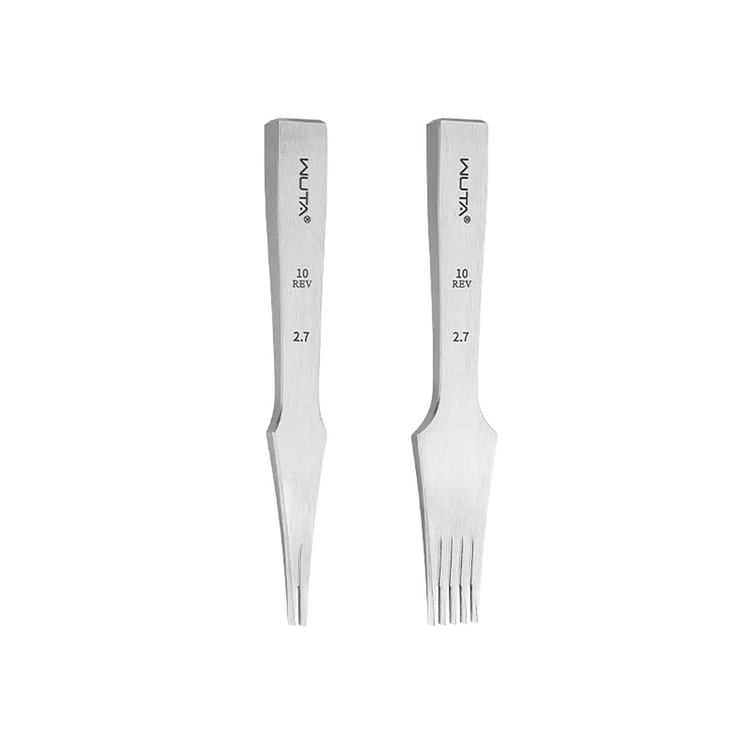 WUTA Leather Stitching Punch Set - French Pricking Iron, Slanted Chisel for Leather Working (Reverse 2.7 mm 2 Teeth+5 Teeth)