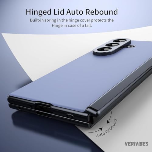 Image of Ultra Hybrid Luxury Leather Case Compatible with Samsung Galaxy Z Fold 8 Ultra (2026) 360 Hinge Protection, Slim Shockproof Back Cover, Anti-Scratch Design, Tempered Glass Protection - Blue