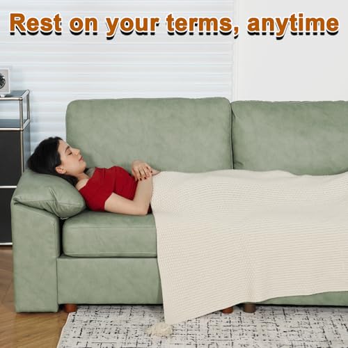 Image of EASE MOOSE Leather Sectional Couch, Oversized Modular Sectional Sofa, Classic Wide Deep Seat Modular Couch, Scratch Resistant Faux Leather Material, L Shaped Sofas for Living Room, Green