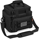 FREEAMG Fishing Tackle Bags - Padded Shoulder Strap Fishing Bags -Saltwater & Freshwater Fishing Bag - Gear Storage for Tackle Box (Black) (Does not come with box)