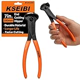 KSEIBI 141150 End Cutting Nippers PVC Pattern 7 Inch Grip Handle Black Finish Chrome Vanadium Steel Carpenter Pincer Wire Cutter Pliers