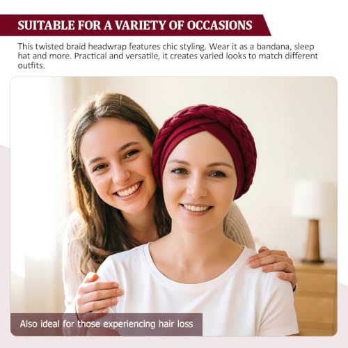 Image of DRESHOW African Women Turban Caps Beanie Twist Headscarf Pre-Tied Double Twisted Braid Hair Cover Wrap Hat Chemo Cancer Cap