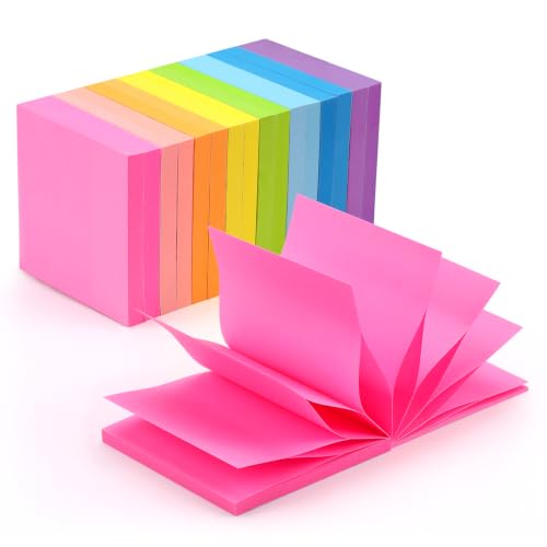 16 Pads Pop Up Sticky Notes 3x3 Refills 8 Bright Colors, 1280 Sheets