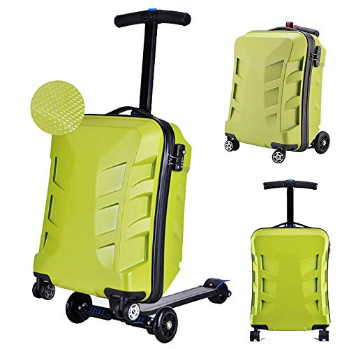 Zdcdy 20 Pouces Valise De Voyage Trotinette, Portatif Scooter avec Le Pliant Détachable, Multi Trottinette pour Les Affaires D'aéroport D'école, Chargeant 120kg,Green, Vert