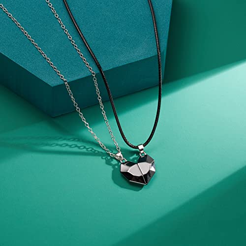 BELLA-Bee 2PCS Couple Necklace for Him and Her Sun and Moon Necklace Couples Heart matching necklace for Couples Men Women3