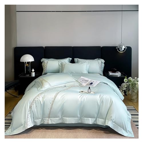 GUHPZA Juego De Sábanas De Algodón Egipcio Vintage con Diseño De Rosas Y Bordes Curvos Bordados, Funda Nórdica, Sábana Y Fundas De Almohada.,B-Fitted_King Size 4PCS