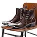 Men's Brown Western Ankle Boots with Pointed Toe Metal Toe Cap and Side Zipper Dress Boots for Business Wedding Party Fall Winter Fashion