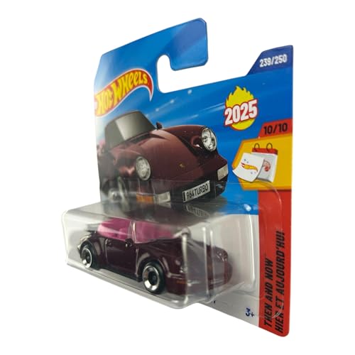 Hot Wheels Porsche 911 Turbo Cabriolet (964) bordowy HYW37 – licencjonowany model Porsche – Then and Now 2025 – 1:64