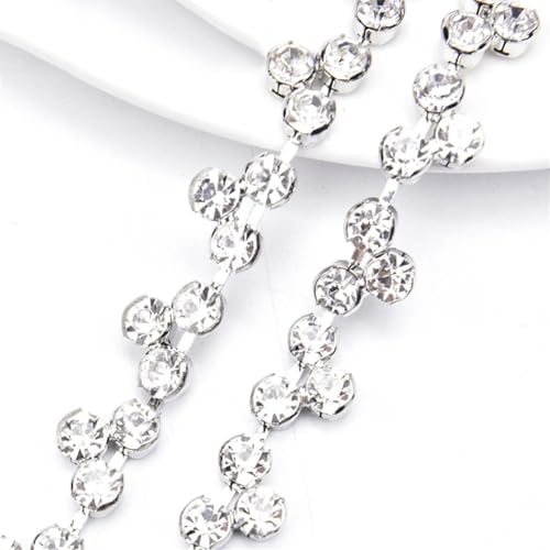 Galon strass cristal haut de gamme avec base argentée de 9m - 2