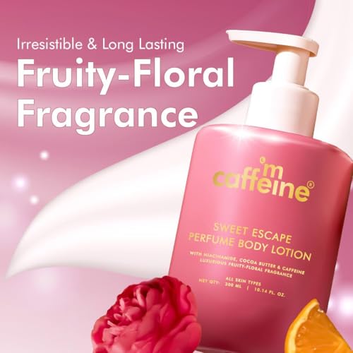 Image of mCaffeine By the Blues Brightening Perfume Body Lotion & Sweet Escape Perfume Body Lotion | Niacinamide, Cocoa & Shea Butter | Deeply Moisturizes, Evens Skin Tone | Long Lasting Fragrance - 300mlx2 |