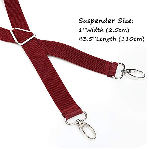 Alizeal Mens 2.5Cm Suspenders With 4 Snap Hooks & Elastic Band, Maroon #TOP2