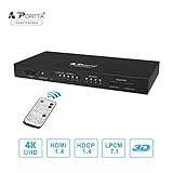 【4K-High-Definition-Auflösung】 Diese HDMI-Matrix ist mit einer Auflösung von 4K bei 30Hz ausgestattet und abwärtskompatibel mit 480p, 576p, 720p, 1080p und 3D. Sie können hochwertige Filme zu Hause genießen oder Ihr eigenes Heimkino bauen. Darüber hinaus werden 48 Bit Deep Color unterstützt.