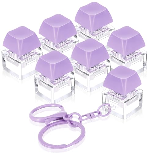 Shappy 6 Pcs Keyboard Fidget, Fidget Keyboard Clicker Keychain Gift, Keychain Button Stress Relief Gifts for Adult Office Home, Cool Fidgets(Purple)