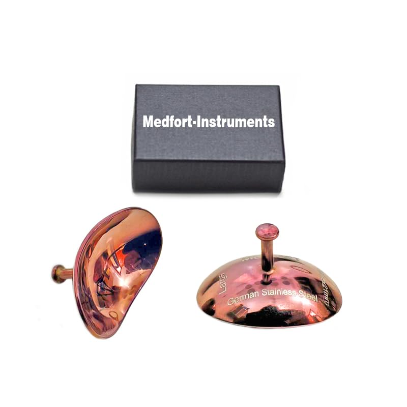 Corneal Eye Shield Protector, Stainless Steel, 29mm x 21mm Large, Rose Gold, 2-Piece Set