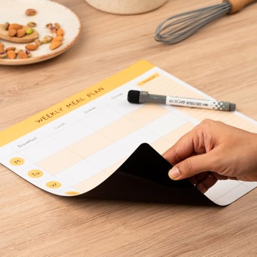 Image of The Journal Lab Magnetic Weekly Meal Planner | White Board Magnetic Sheet for Fridge (30cmx30cm) with Dry Erase Pen & Microfiber Cloth
